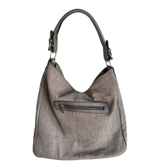 Mellow World Shoulder Bag Brown Metallic Thread Studded Gemstones Vegan Leather - Picture 6 of 13